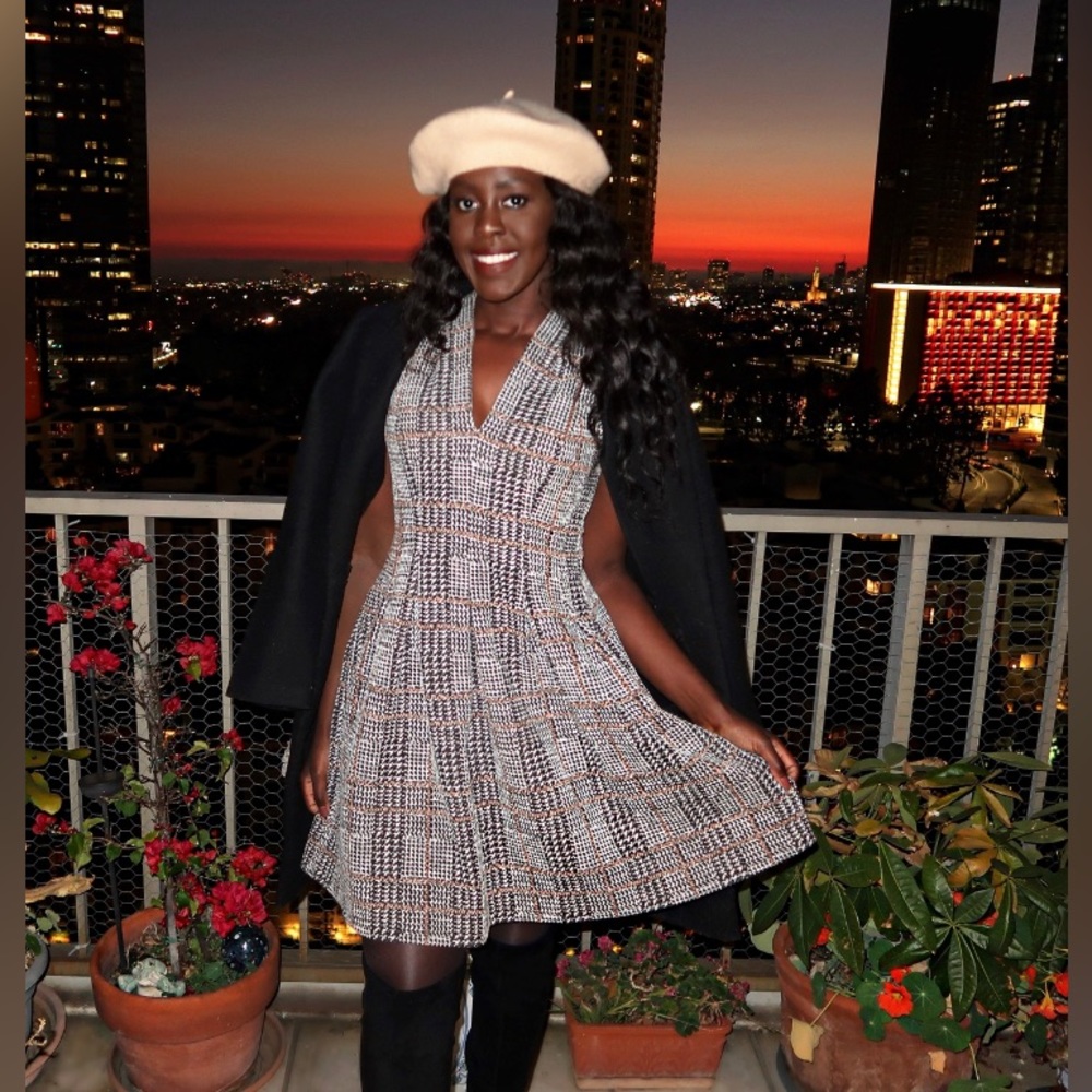 Brown tweed dress